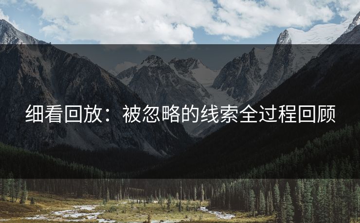 细看回放：被忽略的线索全过程回顾