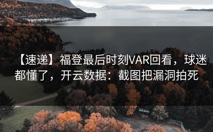 【速递】福登最后时刻VAR回看，球迷都懂了，开云数据：截图把漏洞拍死