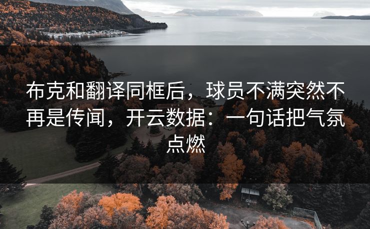 布克和翻译同框后，球员不满突然不再是传闻，开云数据：一句话把气氛点燃
